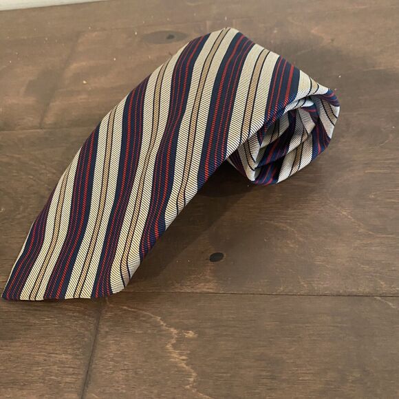 Vintage Silk Repp Tie Dawahare’s Of Kentucky Blue Red Striped Patriotic Colors - Picture 1 of 12